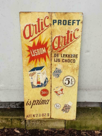 Vintage ijzeren reclamebord Belgisch ijs van Artic