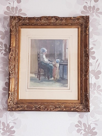 Origineel en antiek aquarel schilderij van Hollandse meesterschilder G.J.Sijthoff