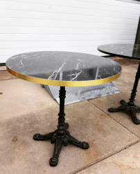Solid cast iron table with wooden marble look top 😍
