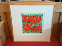 Silkscreen orange tulips, hand signed by Ad van Hassel.