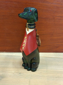 Glass, still filled, liqueur bottle in the shape of a Lord Dog😍