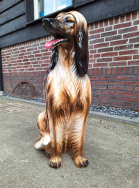 Detailed Italian porcelain statue of an Afghan hound
