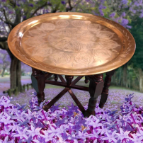 Great table, foldable with separate copper top, hip and trendy