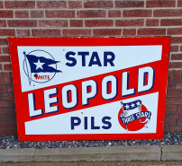 XXL dubbelzijdig emaille bord Star Leopold pils🍺