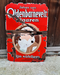 Antique enamel sign, Johan van Oldenbarnevelt cigars