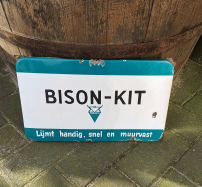 Origineel emaille reclame bord Bison-kit.