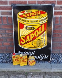 Groot en zeldzaam emaille bord van Sapoli was😍