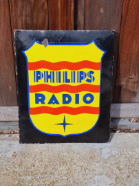 Stok oud en origineel emaille reclame bord Philips Radio.