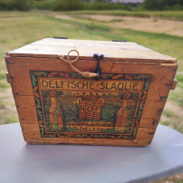 Antique transport box DELFTCHE SLA OIL OIL FACTORY DELFT😍