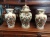 Large 3-piece vase set of Fora ceramics, Delft polychrome