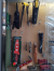 Party knives, bullets, crossbow, etc. with display case from a dump shop